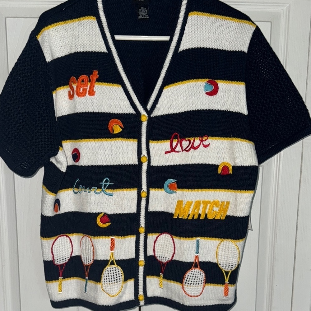Designer Studio Origonals   Tennis Themed Cardigan